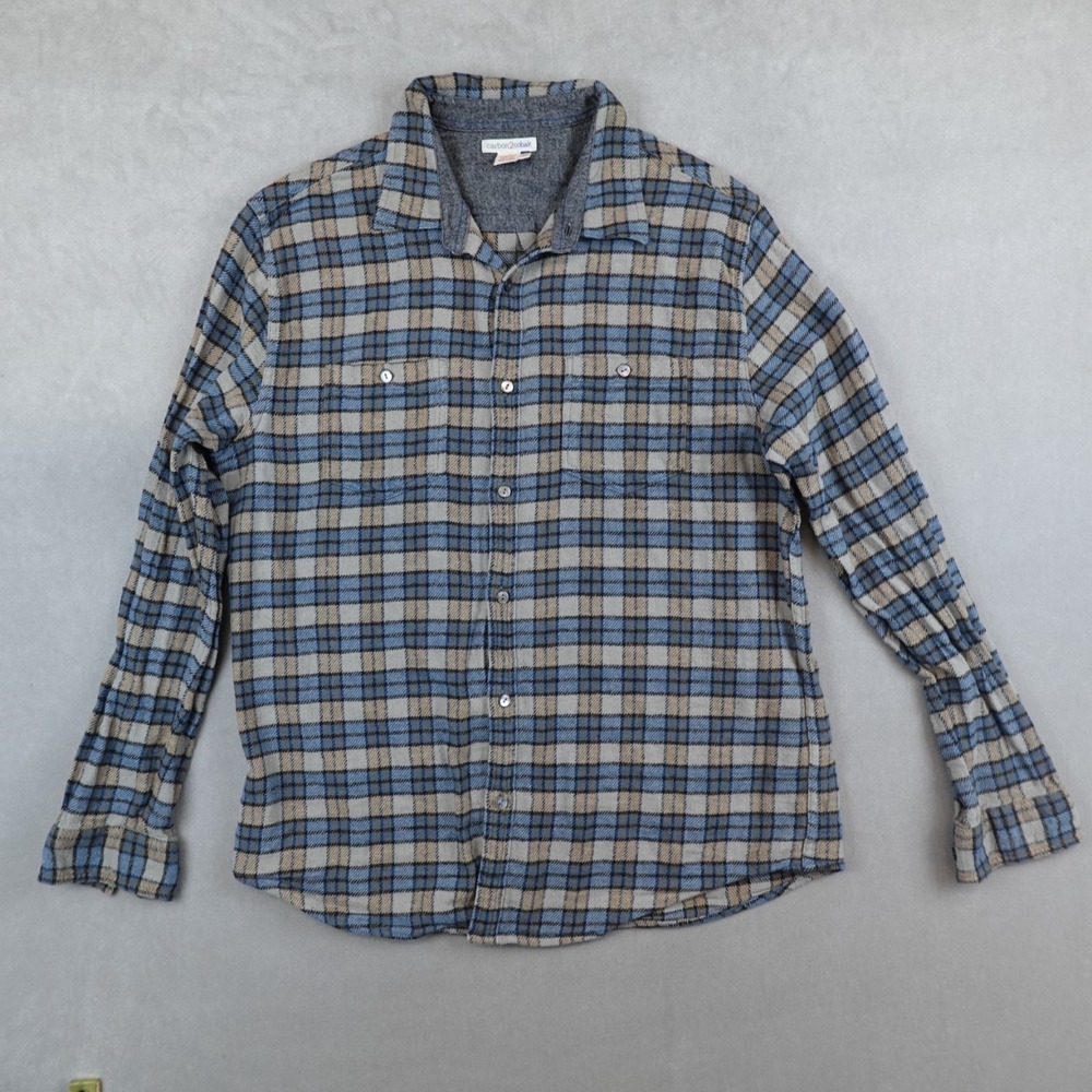 Carbon 2 Cobalt Shirt Mens Medium Plaid Flannel Button Up Long Sleeve Cotton